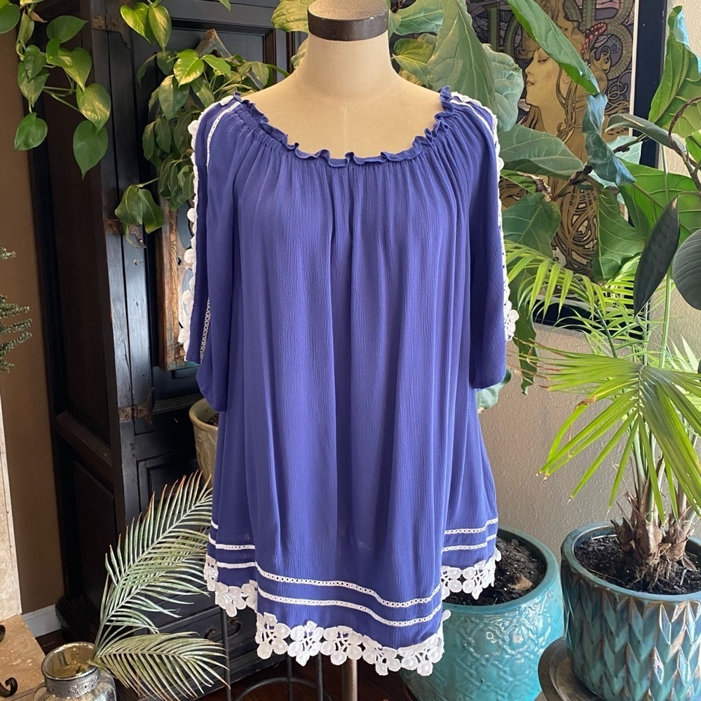 Buckle boho crochet appliqué peasant dress